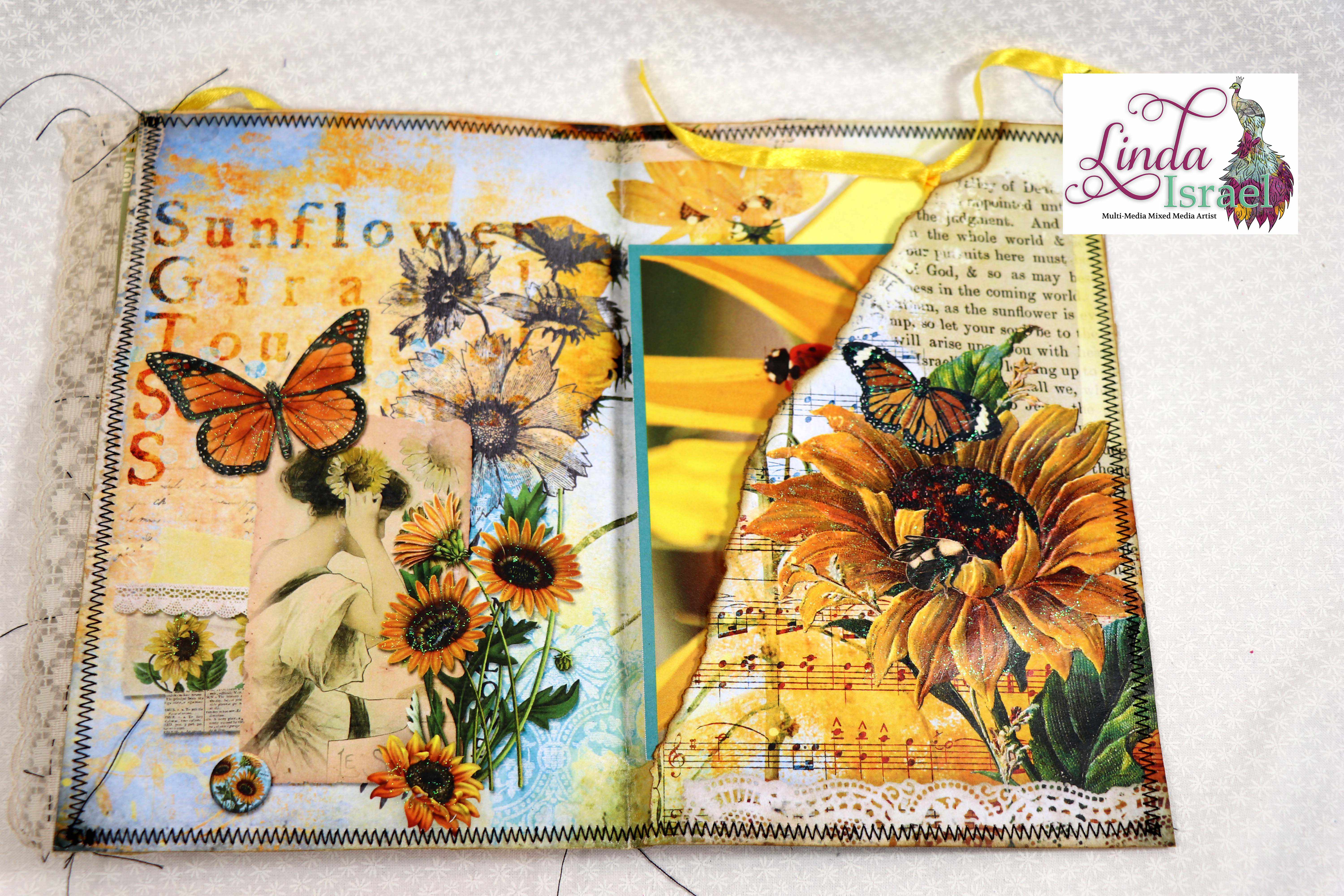 Sunflower Yellow Junk Journal Page Tutorial