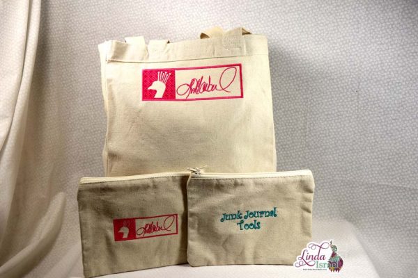 Embroidered Canvas Tote and Zipper Pouch