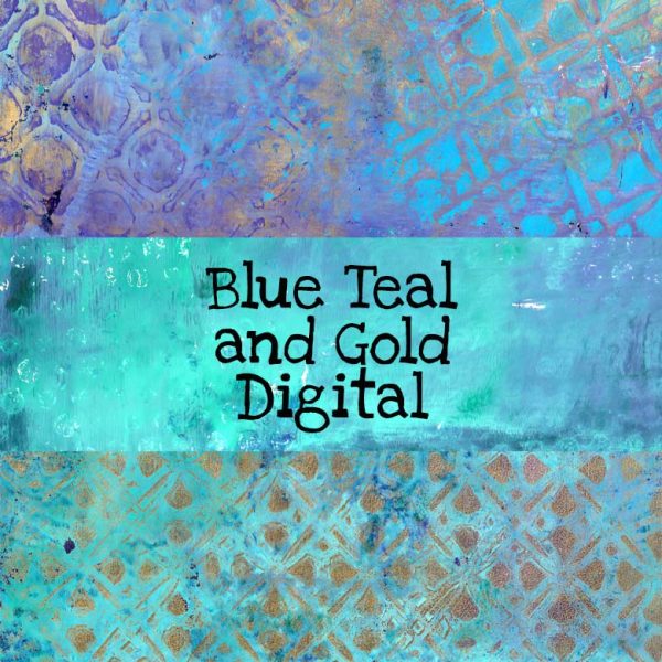 Blue Teal and Gold Digital Download