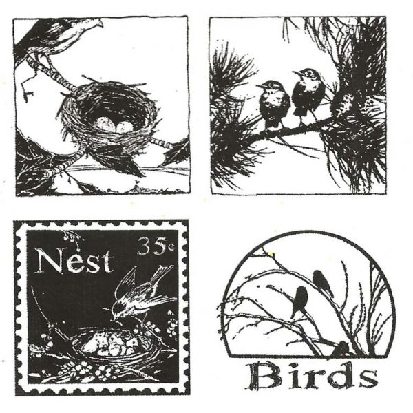 CFF264F Birds Life Cube Rubber Stamps