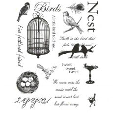CFF711G Bird Collage Rubber Stamp