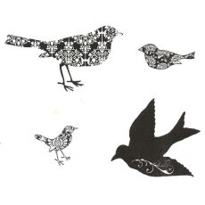 CTD013F Damask Birds Cube Rubber Stamps