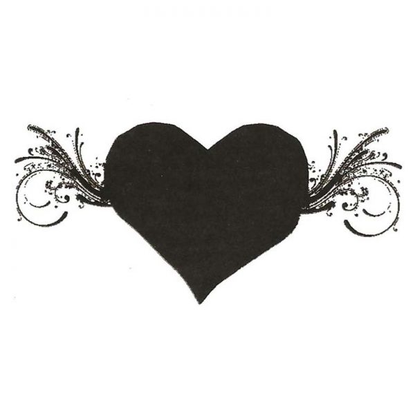 CHO169D Winged Heart Rubber Stamp
