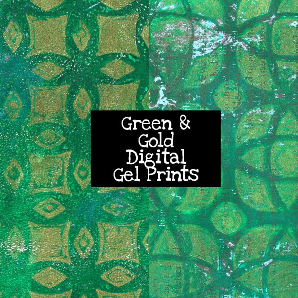Green and Gold Digital Gel Prints