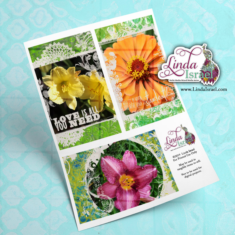 Digital Mixed Media Flower Journal Cards 2