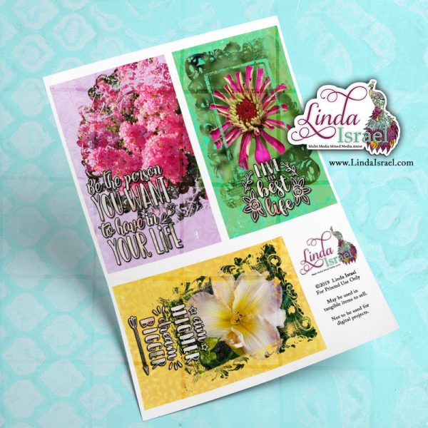 Digital Mixed Media Flower Journal Cards 3