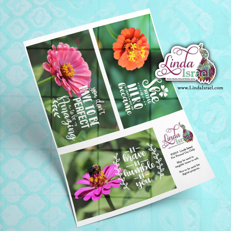 Digital Inspirational Flowers Journal Cards 2