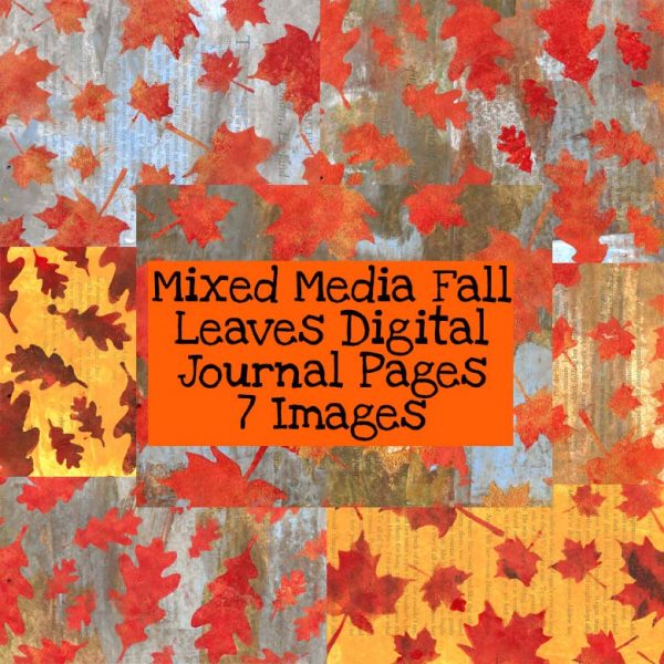 Mixed Media Fall Leaves Digital Journal Pages