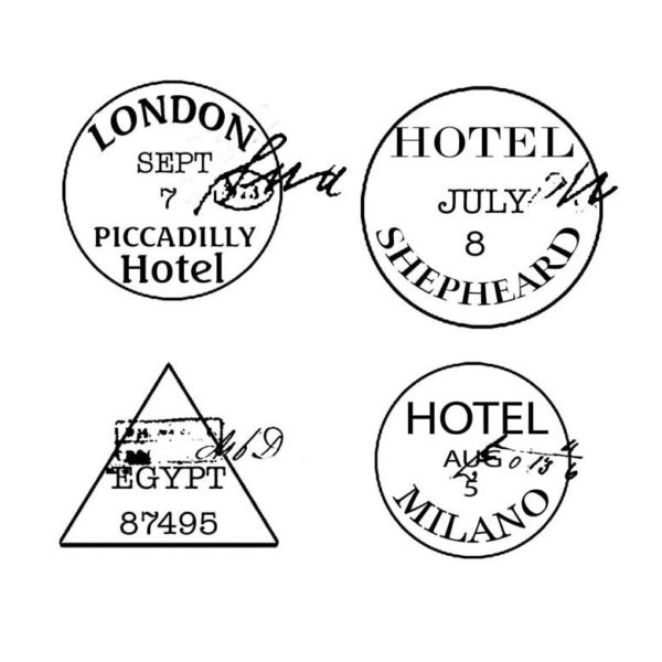 CTP436D Passport Hotels Cube Rubber Stamps