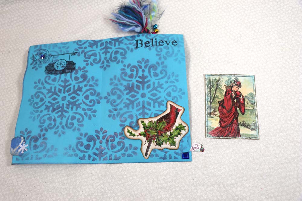 Winter Bliss Sprayed, Stenciled and Stamped Journal Page Tutorial