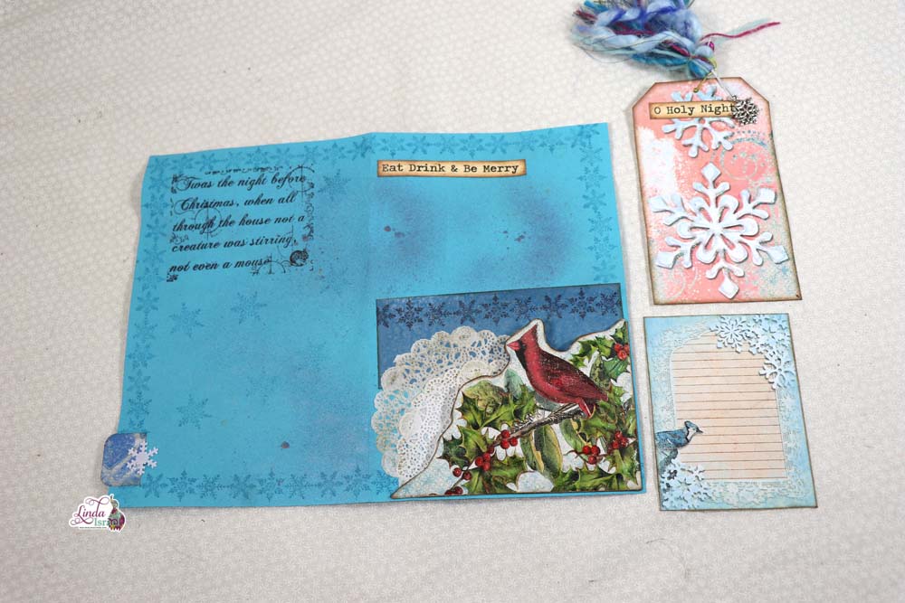 Winter Bliss Sprayed, Stenciled and Stamped Journal Page Tutorial