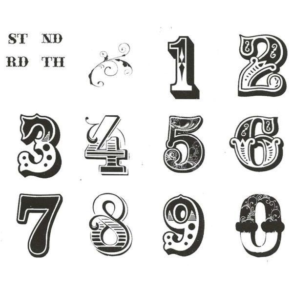 CAL702K Decorative Number Rubber Stamps