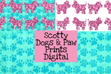 Pink Scotty Dogs And Paw Prints Digital Download