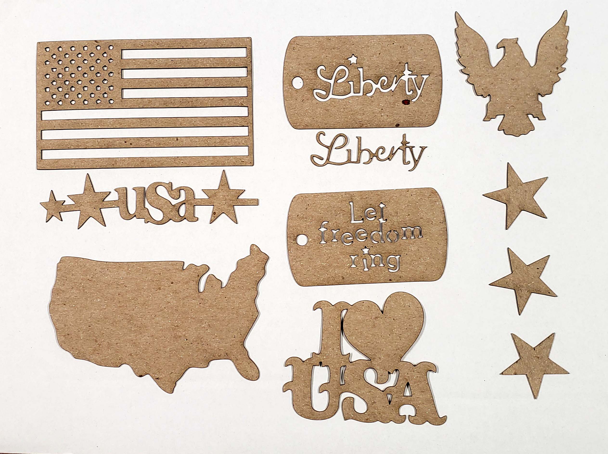 USA Chipboard Pieces