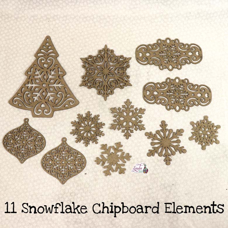 Eleven Snowflake Chipboard Elements