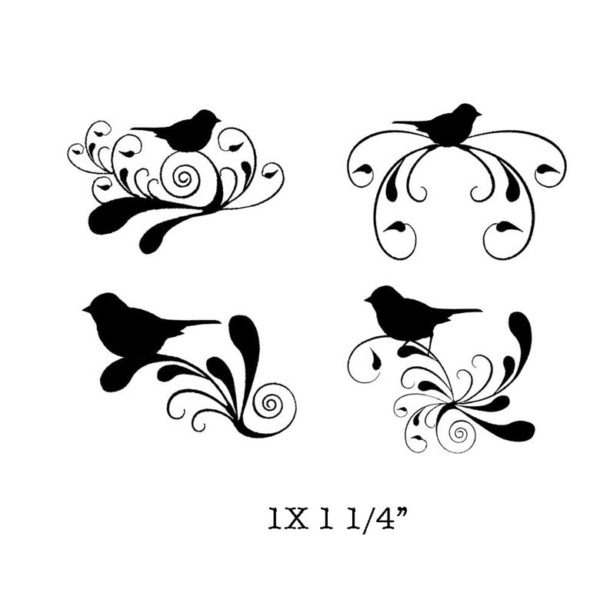 FF227E Bird Swirl Rubber Stamps