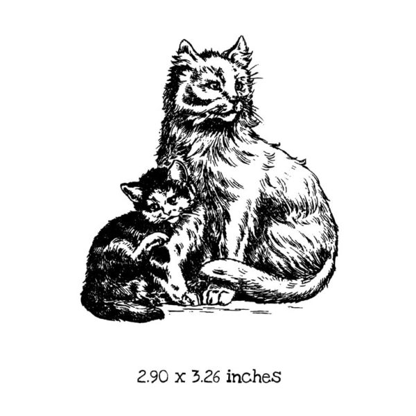 CK105E Momma and Baby Kitten Rubber Stamp