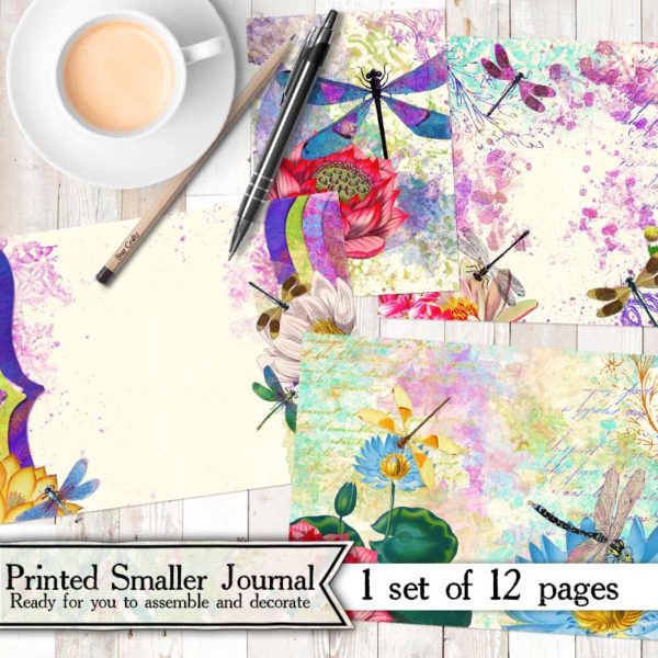 Mini Dancing Dragonflies Printed Journal Kit