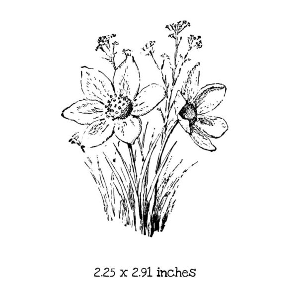 FD113D Sketched Wildflowers Rubber Stamp