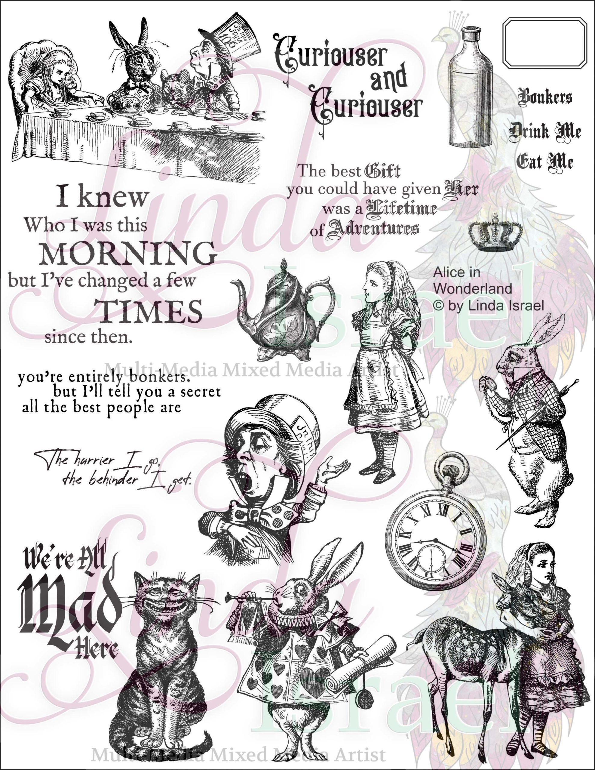 Alice in Wonderland Rubber Stamp Collection