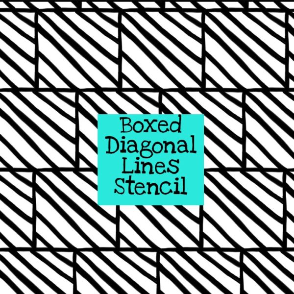 Boxed Diagonal Lines Stencil