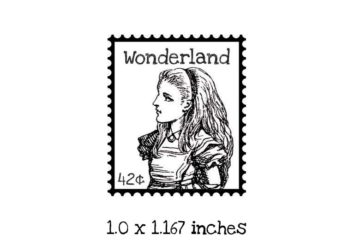 AW119B Wonderland Postage Rubber Stamp