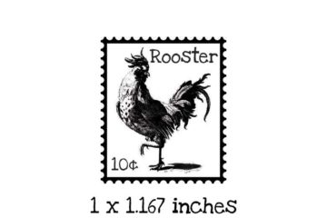 PS103B Rooster Postage Rubber Stamp