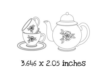 TG102D Rose Tea Set Rubber Stamps