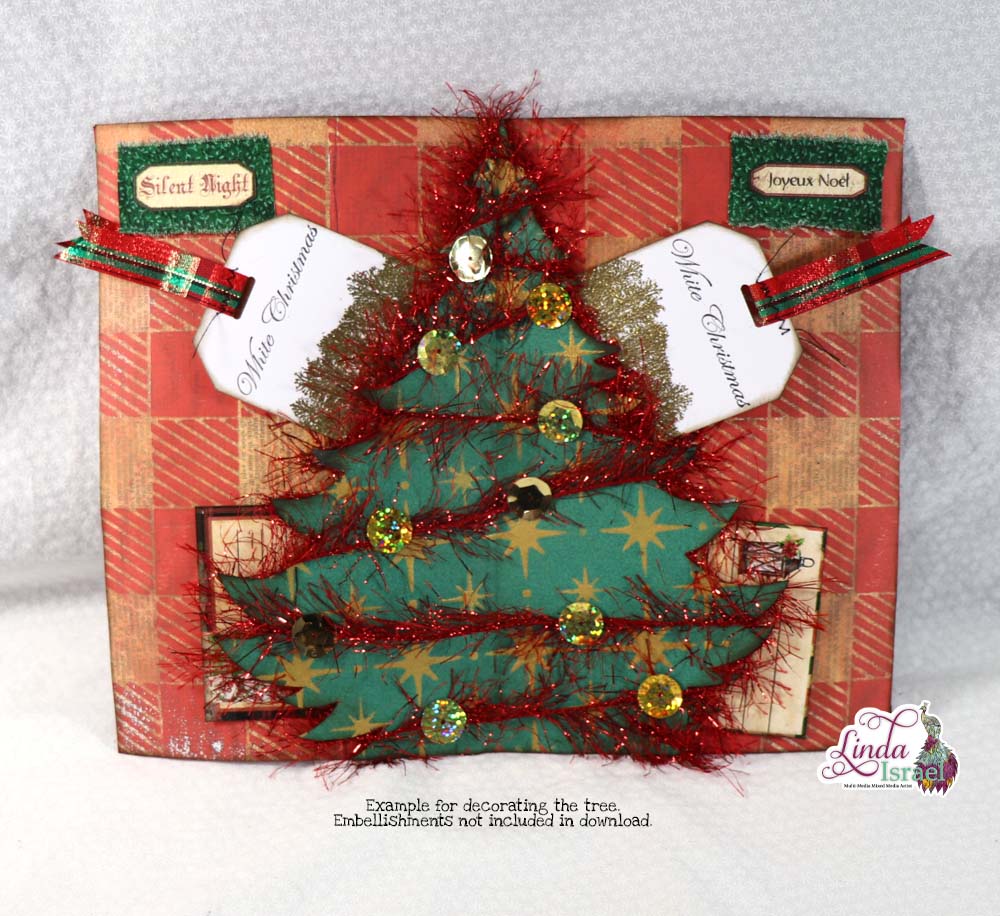 Christmas Tree on Red Buffalo Plaid Digital Download