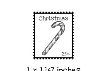 PS113B Candy Cane Postage Rubber Stamp