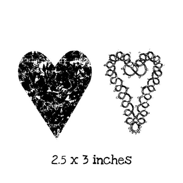 CHF113F Heart Duo Rubber Stamps
