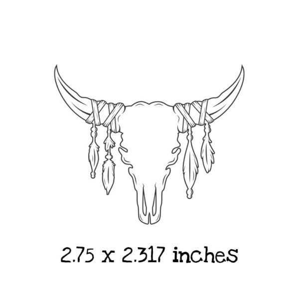 WD101D Cow Skull Outline Rubber Stamp