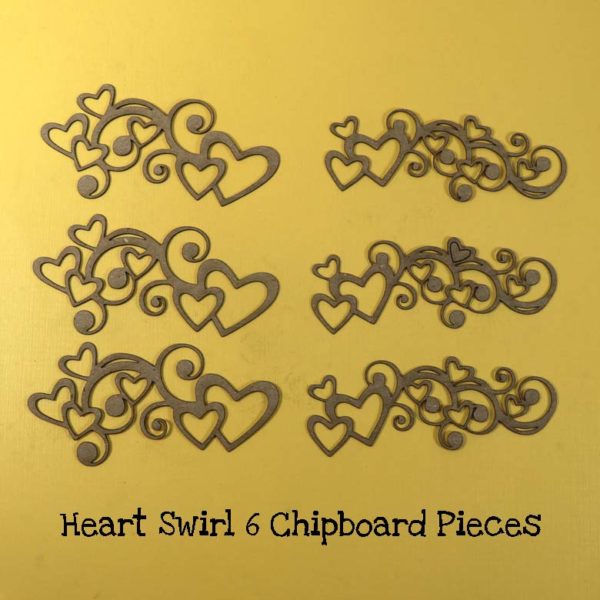 Heart Swirl 6 Chipboard Pieces