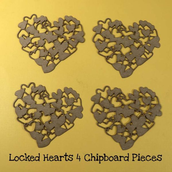 Locked Hearts 4 Chipboard Pieces