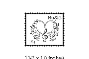 PS117B Music Postage Rubber Stamp
