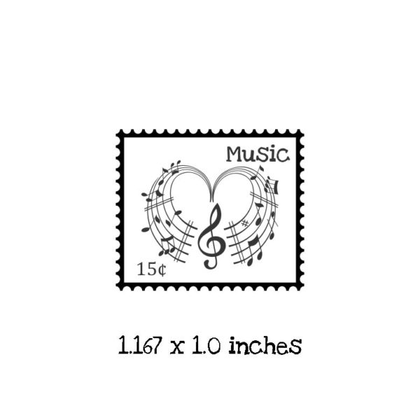 PS117B Music Postage Rubber Stamp