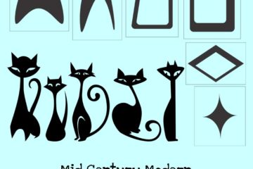 Mid Century Modern Cats and Shapes Stencil
