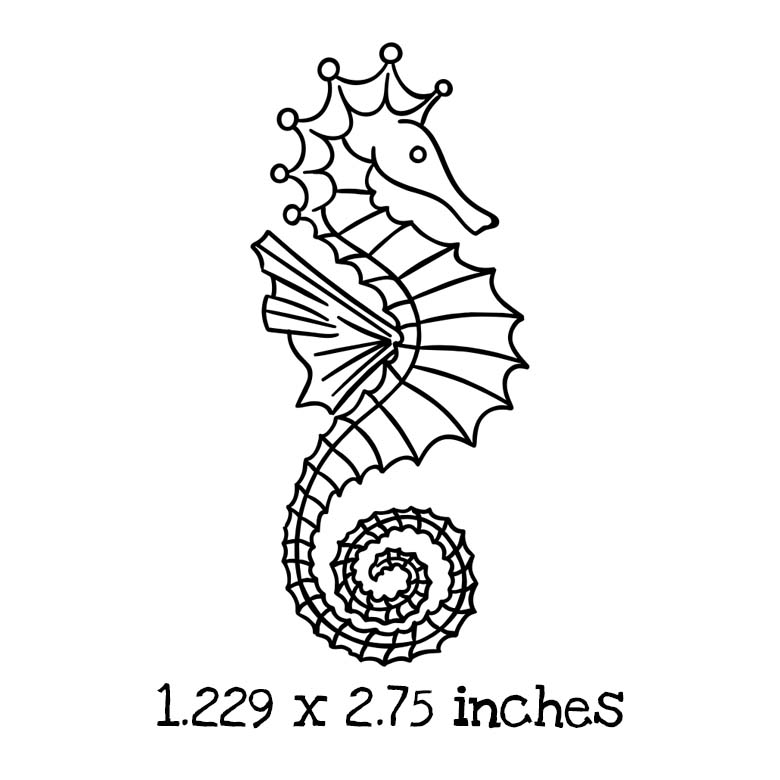 MERMAID KIDDO Siren Seahorse Stampendous Wood Mounted Rubber Stamp P164  Shells