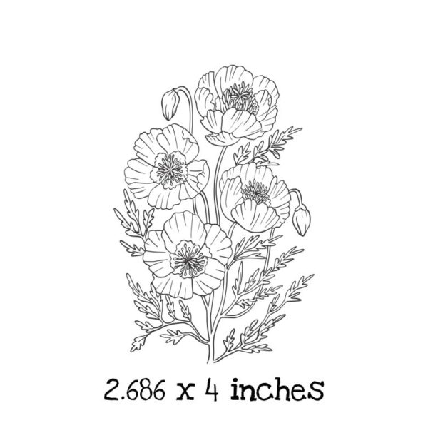 FL104F Poppies Rubber Stamp