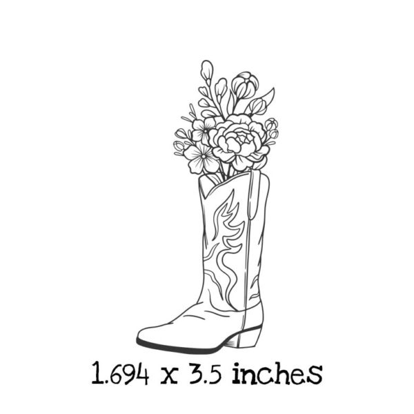 HR211D Boot with Flowers Rubber Stamp
