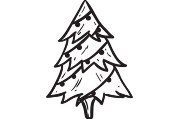CM0118C Sketched Christmas Tree Rubber Stamp
