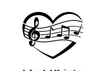 MU101C Heart Music Rubber Stamp