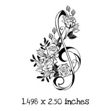 MU111D Treble Clef and Roses Rubber Stamp