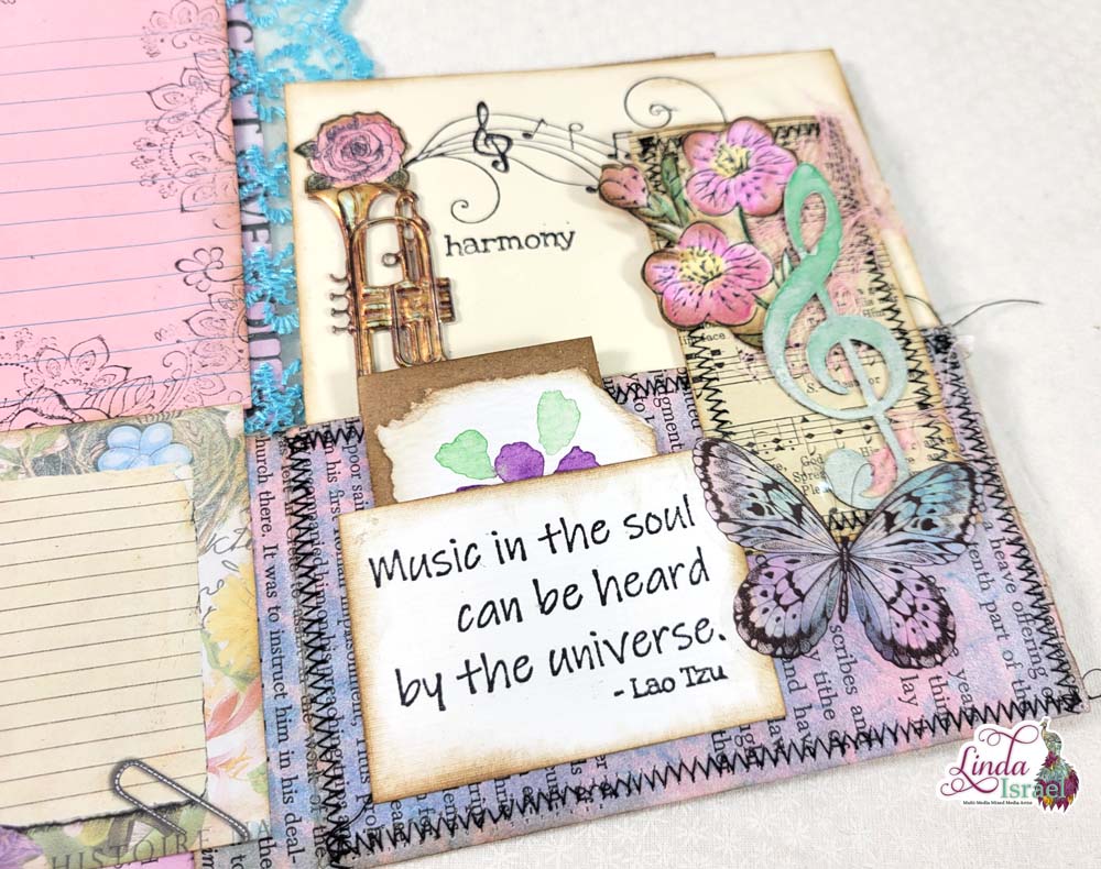Using Musical Botanica Chipboard Pieces on a Journal Page
