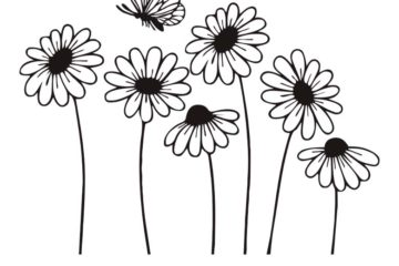 FL109D Daisies & Butterfly Rubber Stamp