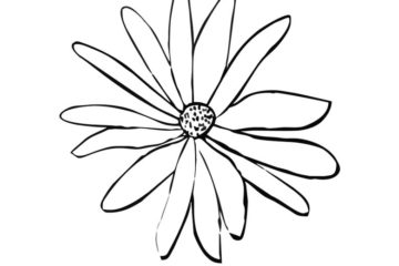 FL111D Sketched Daisy Rubber Stamp