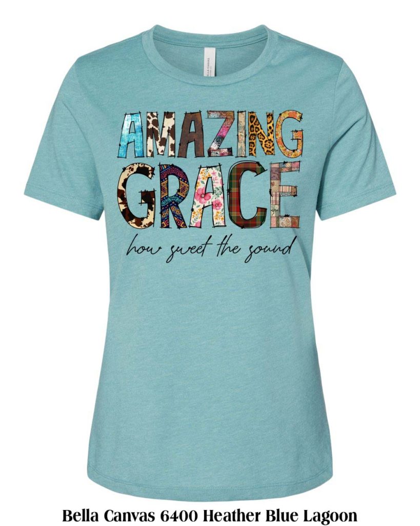 Amazing Grace T-Shirt Heather Blue Lagoon