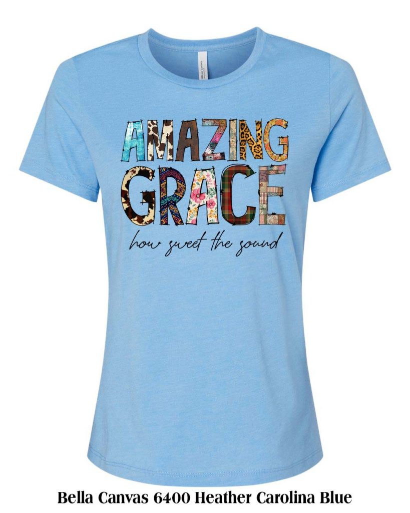 Amazing Grace T-Shirt Heather Carolina Blue